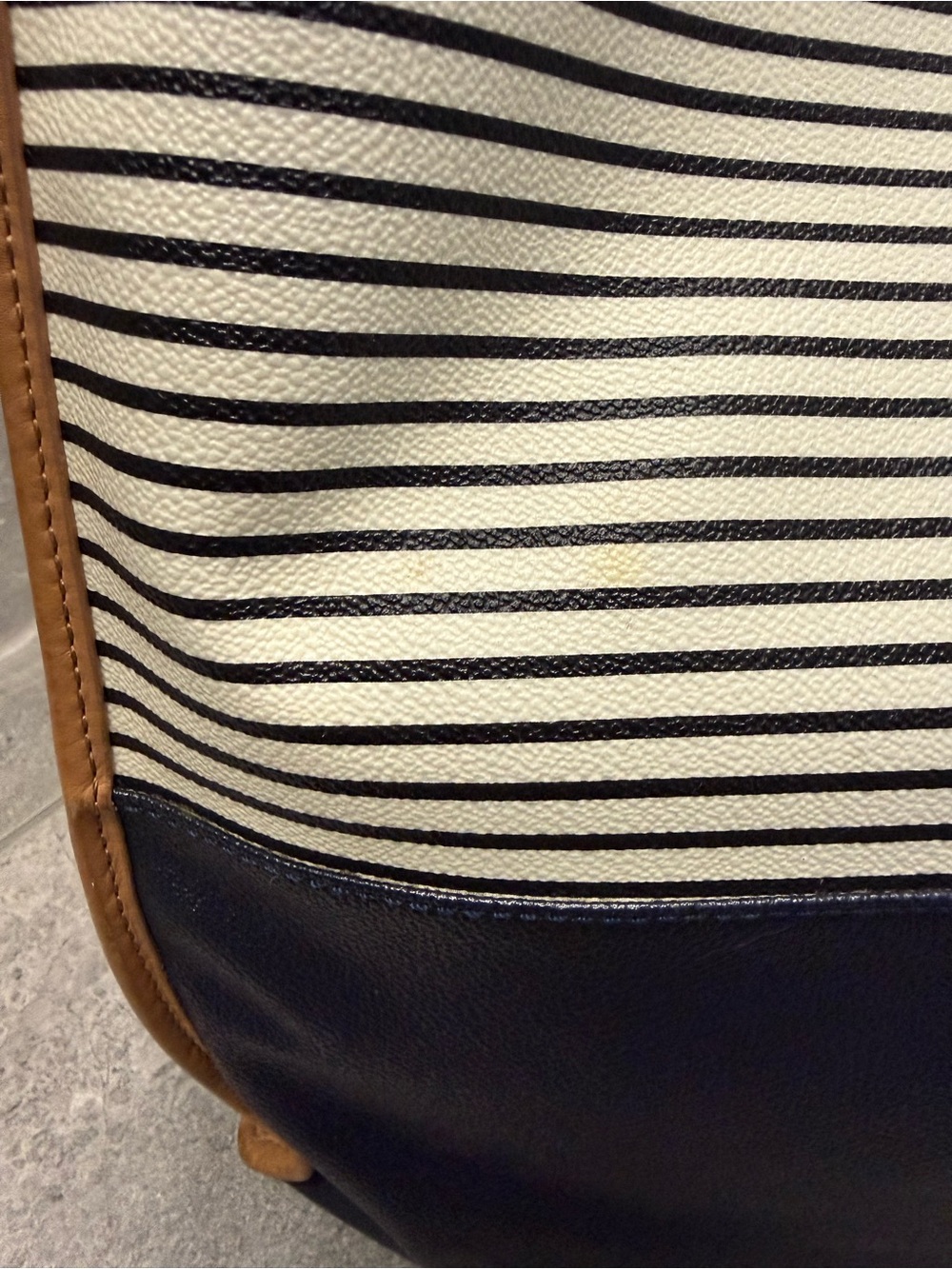 Tory Burch Navy & White Striped Tote - Picture 10 of 16